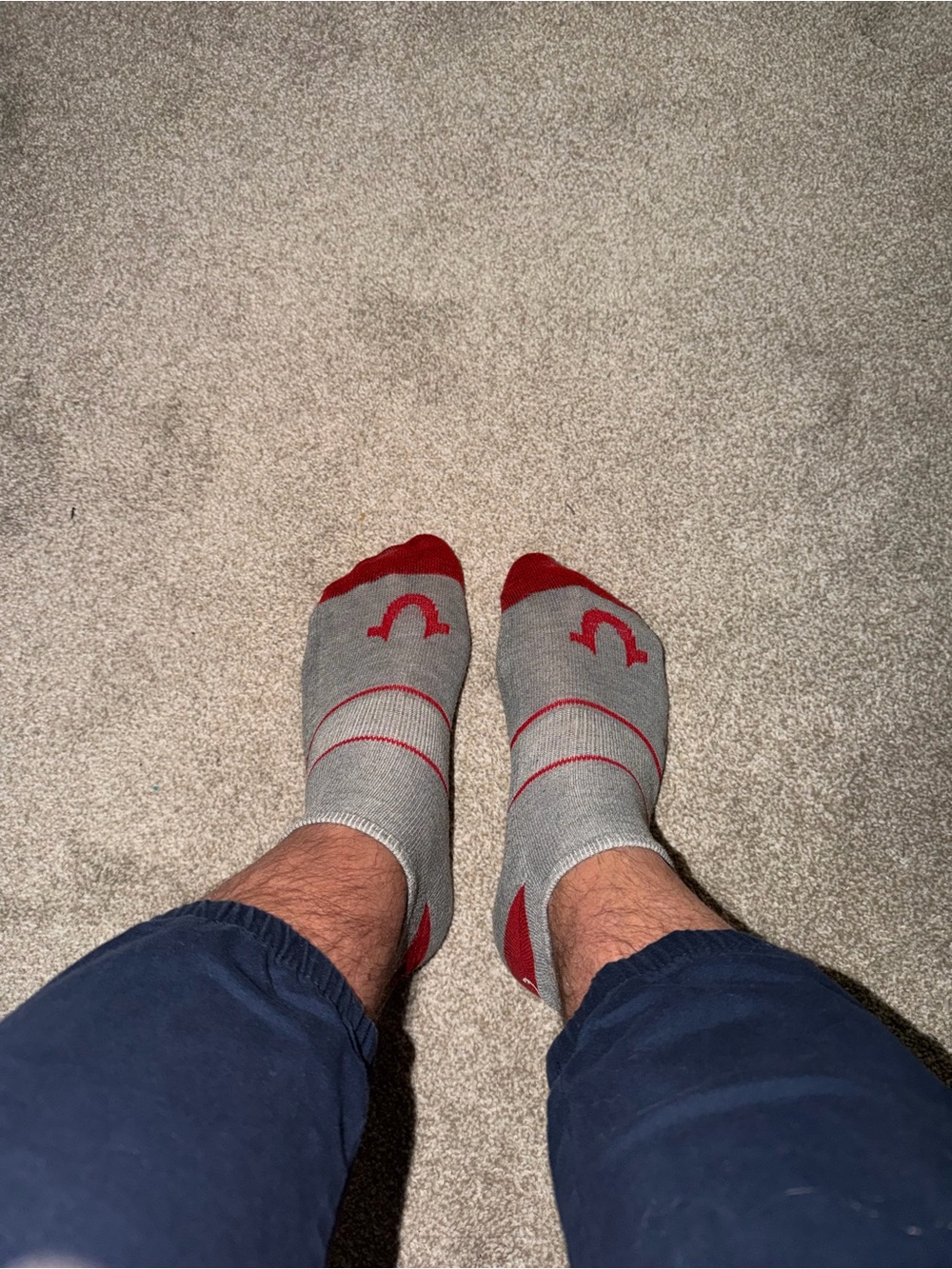 Running Jocks True Religion Grey & Red Low-Cut Athletic Socks